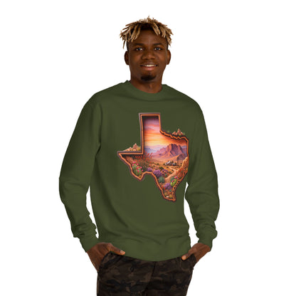 Texas Sunset Crewneck Sweatshirt — Scenic Lone Star State Landscape