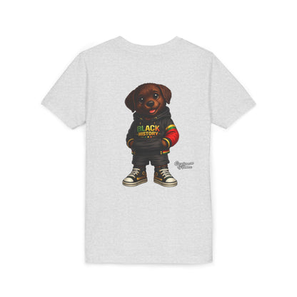 Youth Tee — Cute Puppy 'Black History' Graphic Shirt