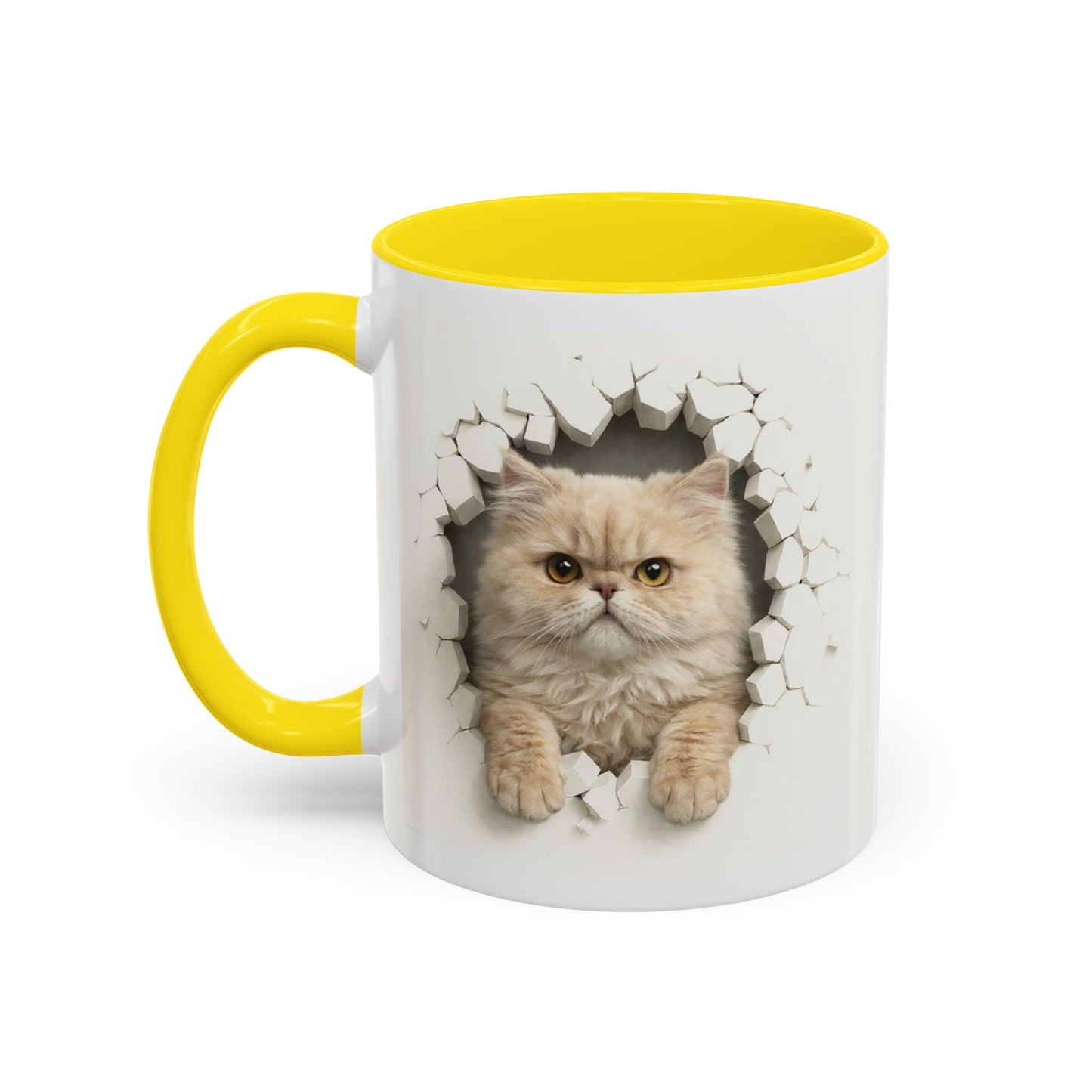 Cat Peeking Accent Coffee Mug — Cute Persian Cat Design (11/15oz)