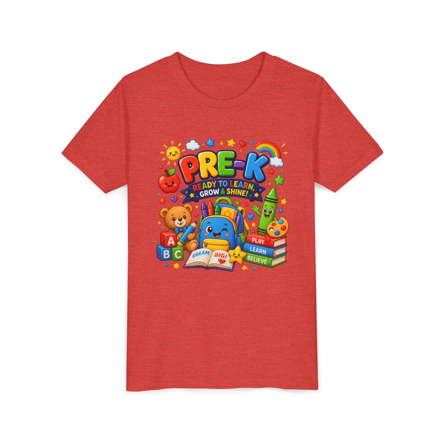Pre-K Ready To Learn Kids T-Shirt — Colorful Preschool Back-to-School Tee