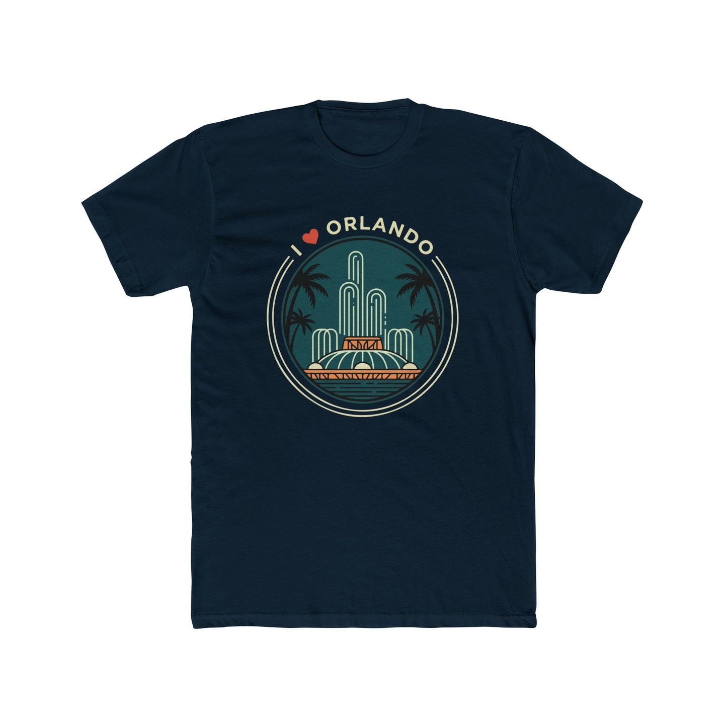 Orlando Fountain Retro Graphic Tee — I  Orlando Travel T‑Shirt