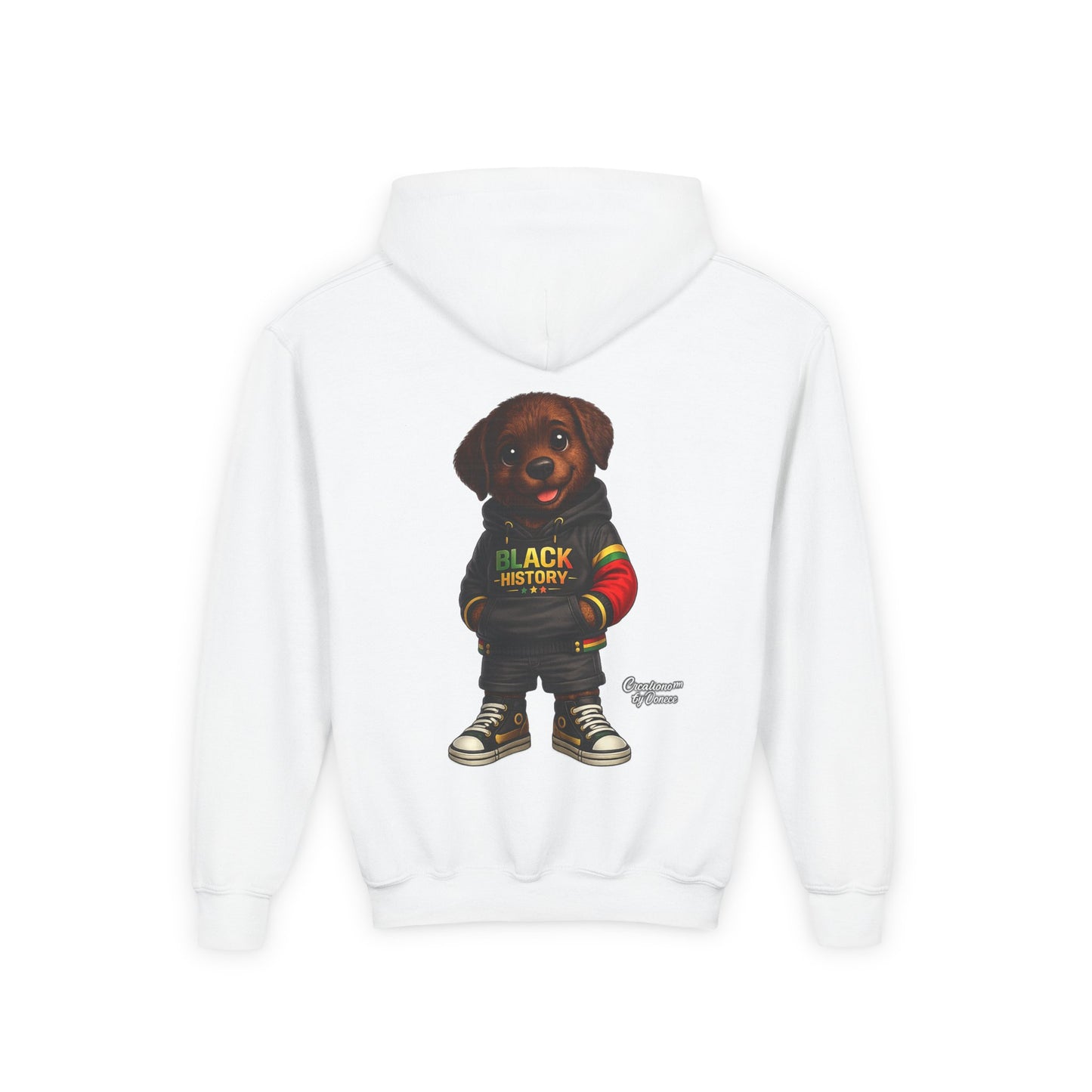 Youth Hoodie - Cute Rottweiler Puppy 'Black History' Graphic Sweatshirt for Kids