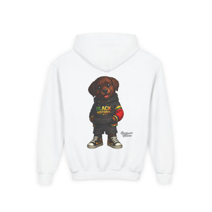 Youth Hoodie - Cute Rottweiler Puppy 'Black History' Graphic Sweatshirt for Kids