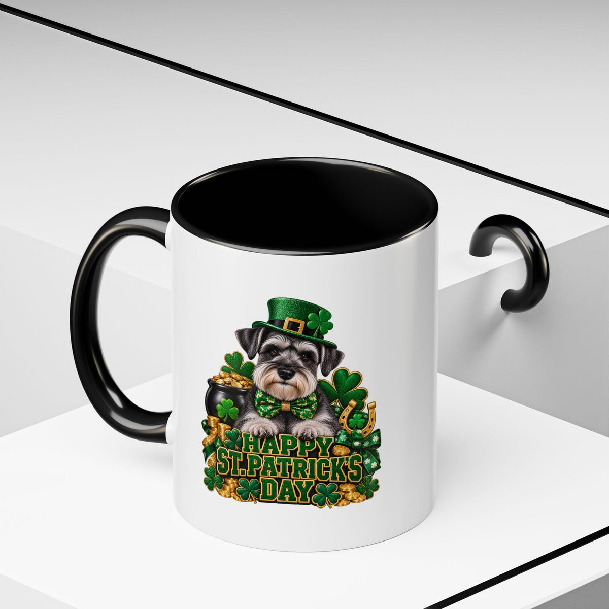St. Patrick's Day Schnauzer Coffee Mug – Happy St. Patrick's Day Accent Mug
