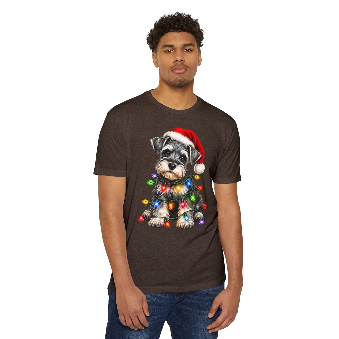 Schnauzer Puppy in Christmas Lights Tee