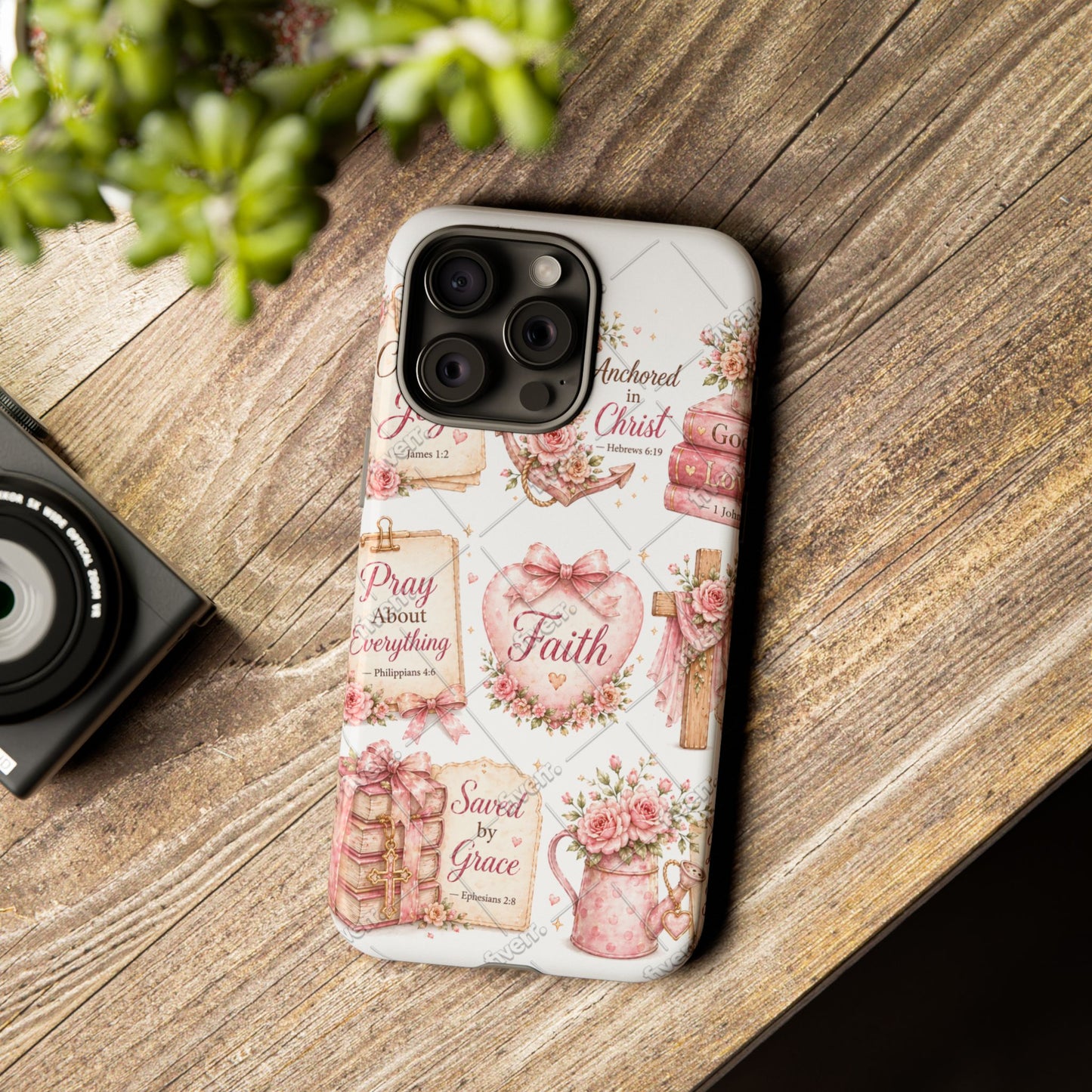 Faith Floral Phone Case – Christian Inspirational Scripture iPhone Cover (Choose Joy, Pray, Faith)