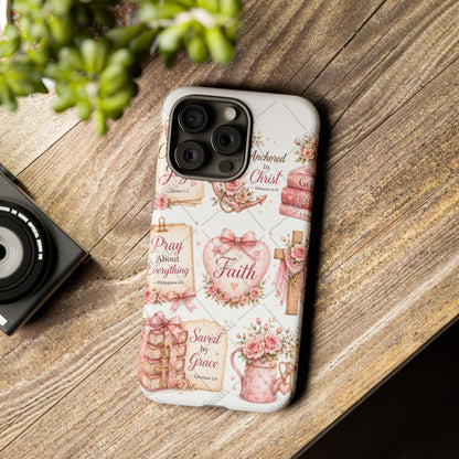 Faith Floral Phone Case – Christian Inspirational Scripture iPhone Cover (Choose Joy, Pray, Faith)
