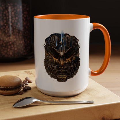 9/11 Tribute Coffee Mug — Never Forget Memorial Eagle Design (11/15oz)
