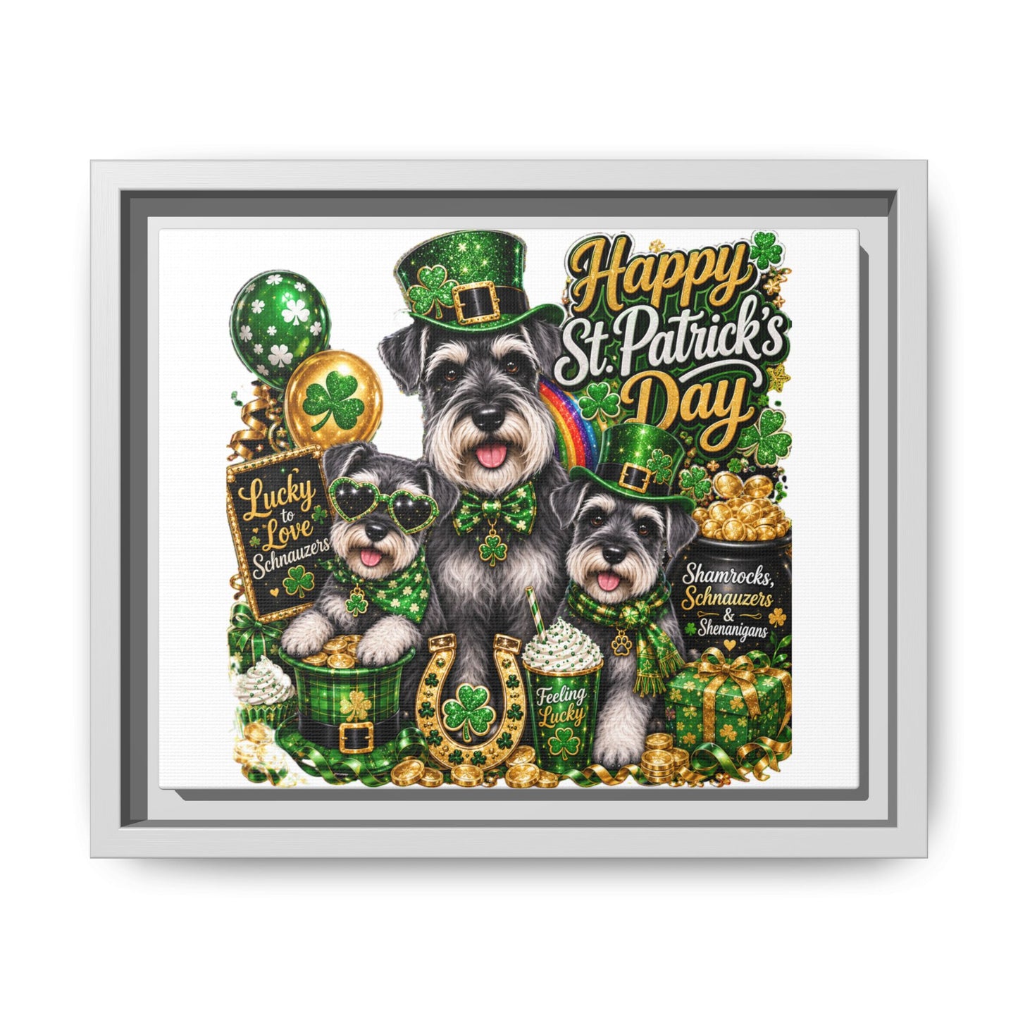 Happy St. Patrick's Day Schnauzer Canvas Print
