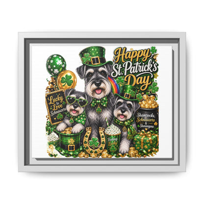 Happy St. Patrick's Day Schnauzer Canvas Print