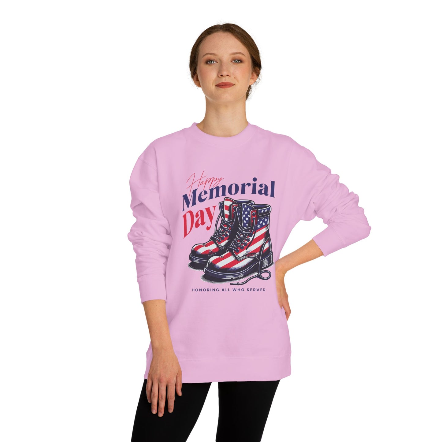 Memorial Day Flag Combat Boots Sweatshirt — Honoring All Who Served