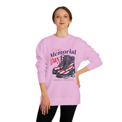 Memorial Day Flag Combat Boots Sweatshirt — Honoring All Who Served