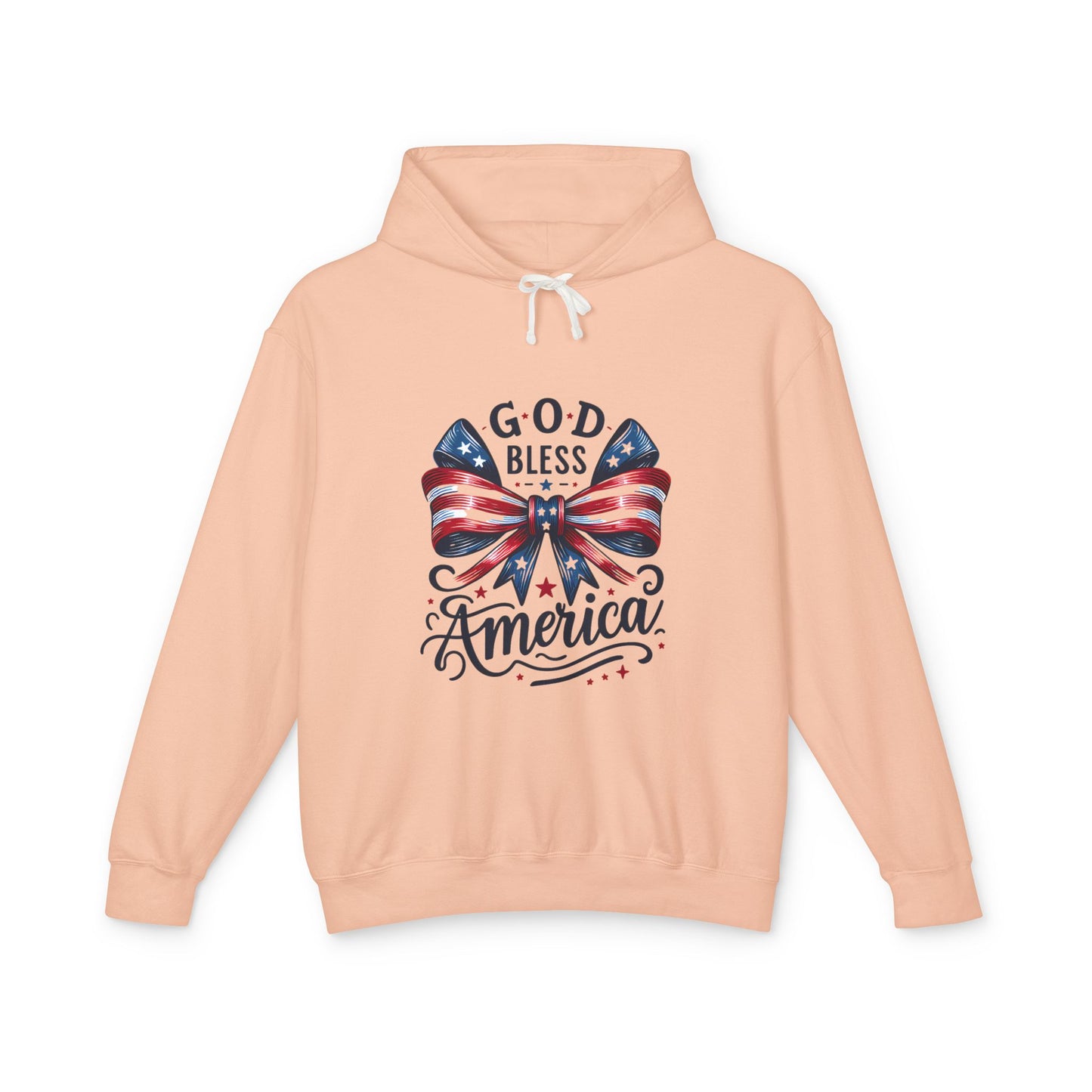 God Bless America Patriotic Hoodie – American Flag Bow Fourth of July Sweatshirt