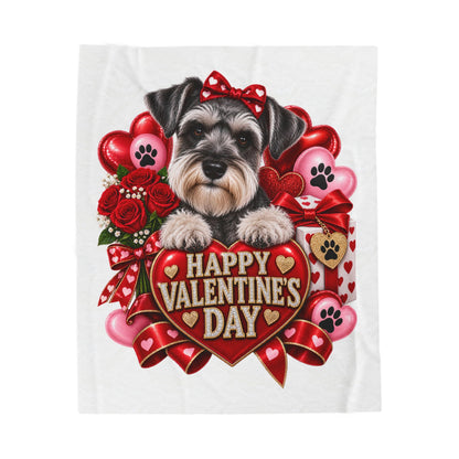 Valentine’s Day Schnauzer Plush Blanket — Happy Valentine’s Day Pet Throw