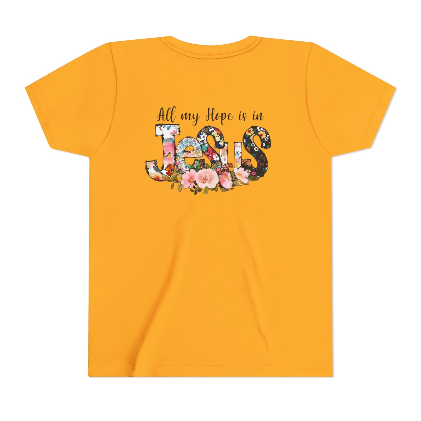 Youth Tee — "All My Hope Is in Jesus" Floral Christian Shirt