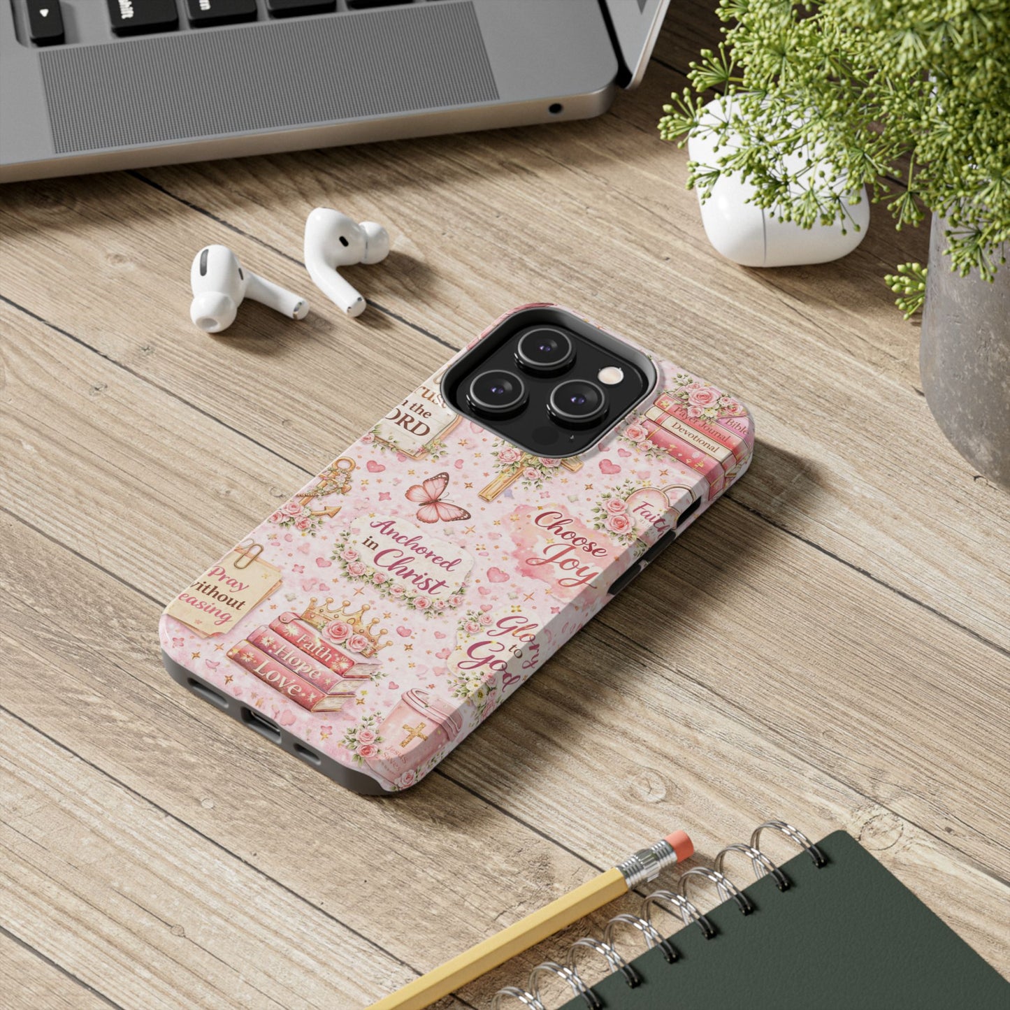 Anchored In Christ Phone Case | Christian floral iPhone Case