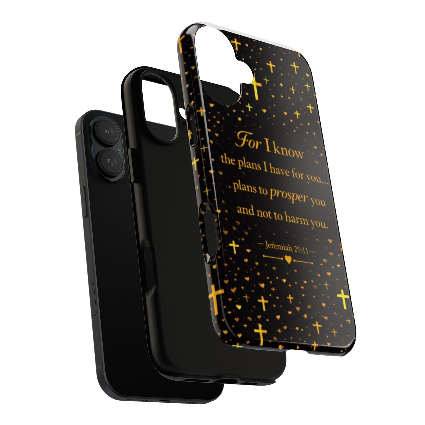 Phone Case — "For I Know" Jeremiah 29:11 Gold Cross Christian Tough Case