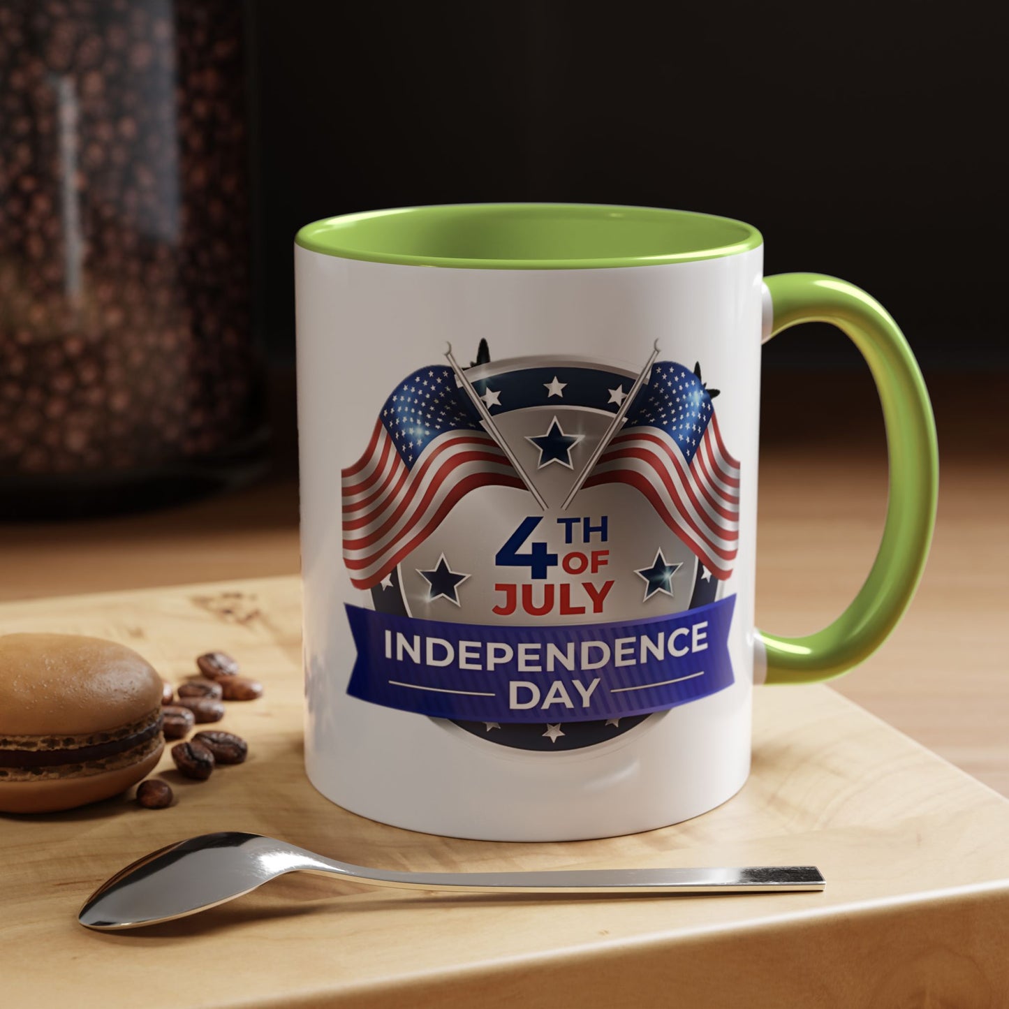 4th of July Independence Day Coffee Mug - Patriotic American Flag Accent