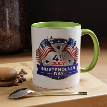 4th of July Independence Day Coffee Mug - Patriotic American Flag Accent