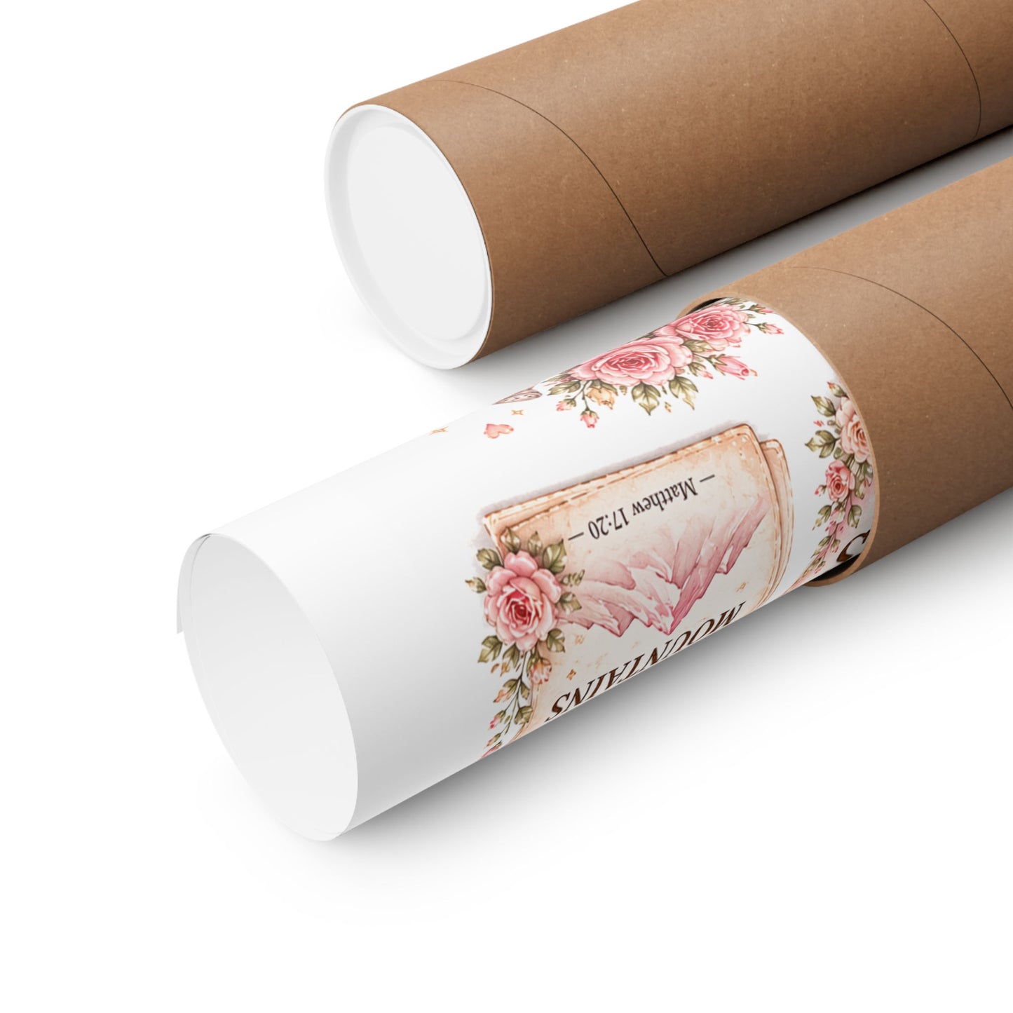 Christian Scripture Matte Poster - Floral 'Jesus Saves' & Encouraging Verses (Vertical)