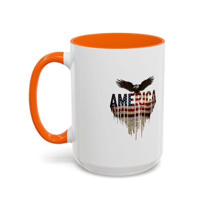 America Eagle Flag Accent Coffee Mug – Patriotic 11/15oz Ceramic