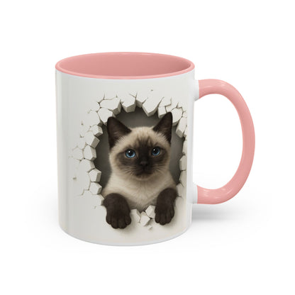 Siamese Cat Peeking Accent Coffee Mug (11/15oz)
