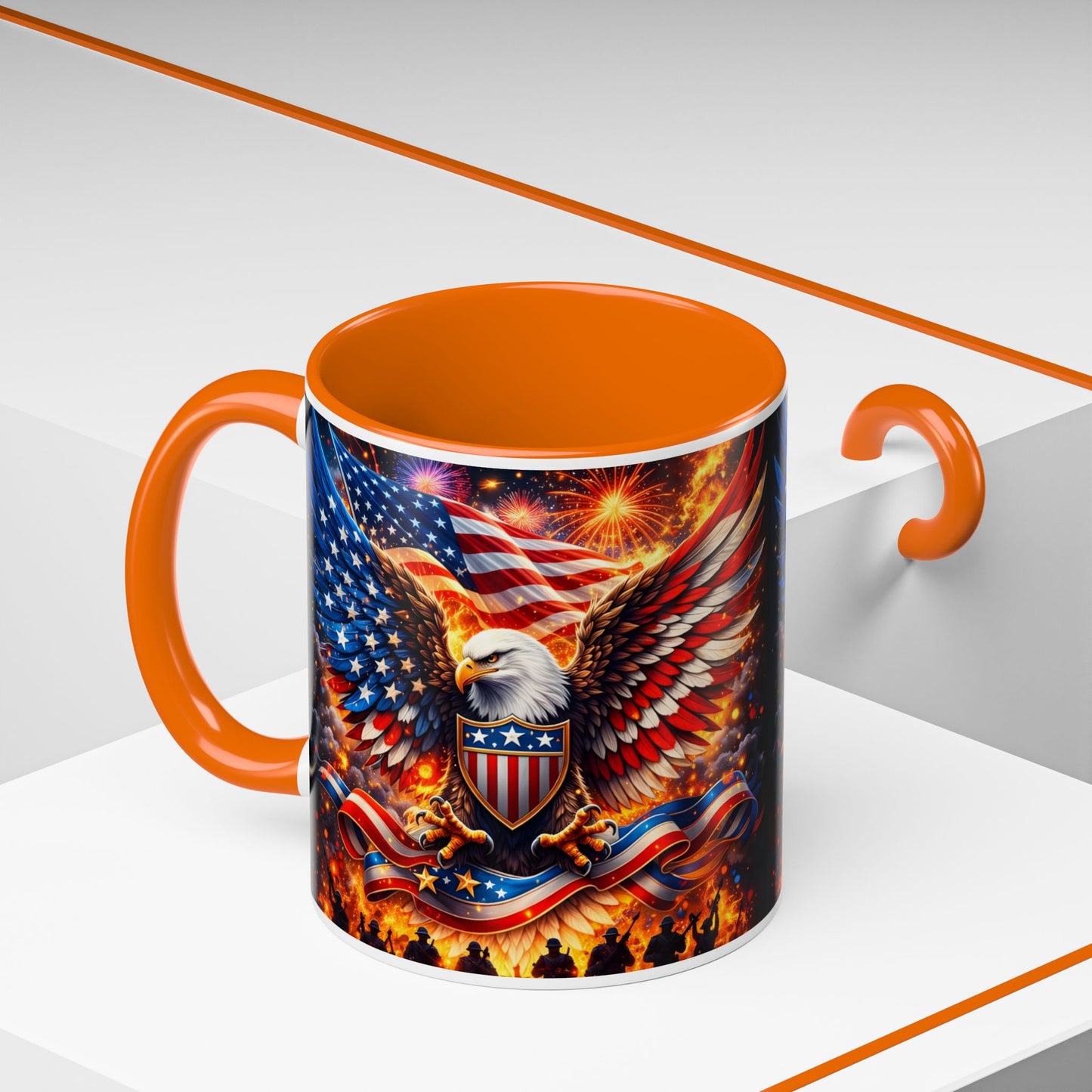 Patriotic Eagle Coffee Mug — American Flag Bald Eagle Accent Mug (11/15oz)