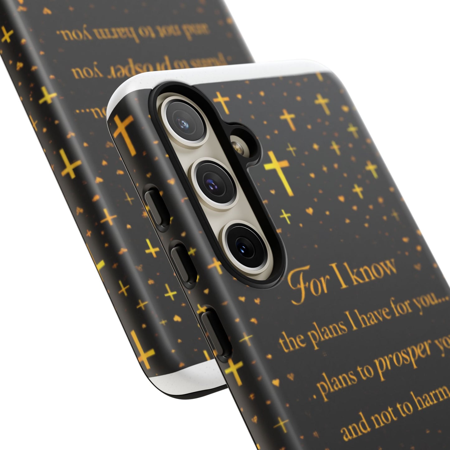 Phone Case — "For I Know" Jeremiah 29:11 Gold Cross Christian Tough Case