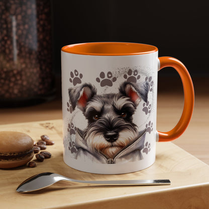 Schnauzer Paw Print Accent Coffee Mug (11/15oz)