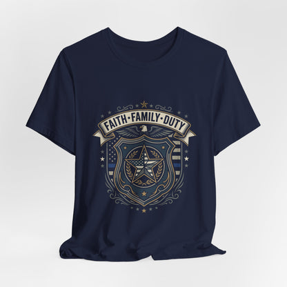 Police Badge Shield T‑Shirt — "Faith • Family • Duty" Graphic Tee
