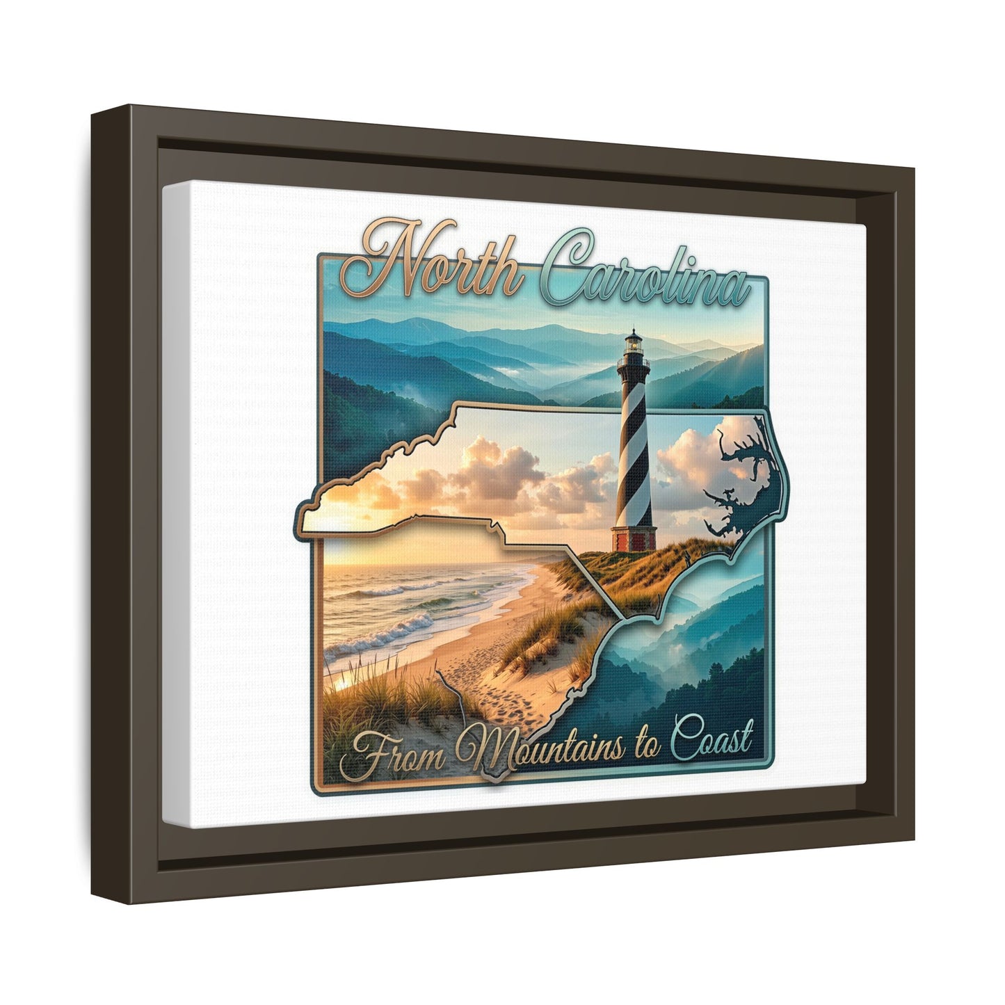 North Carolina Matte Canvas Wall Art — "From Mountains to Coast" Framed Print