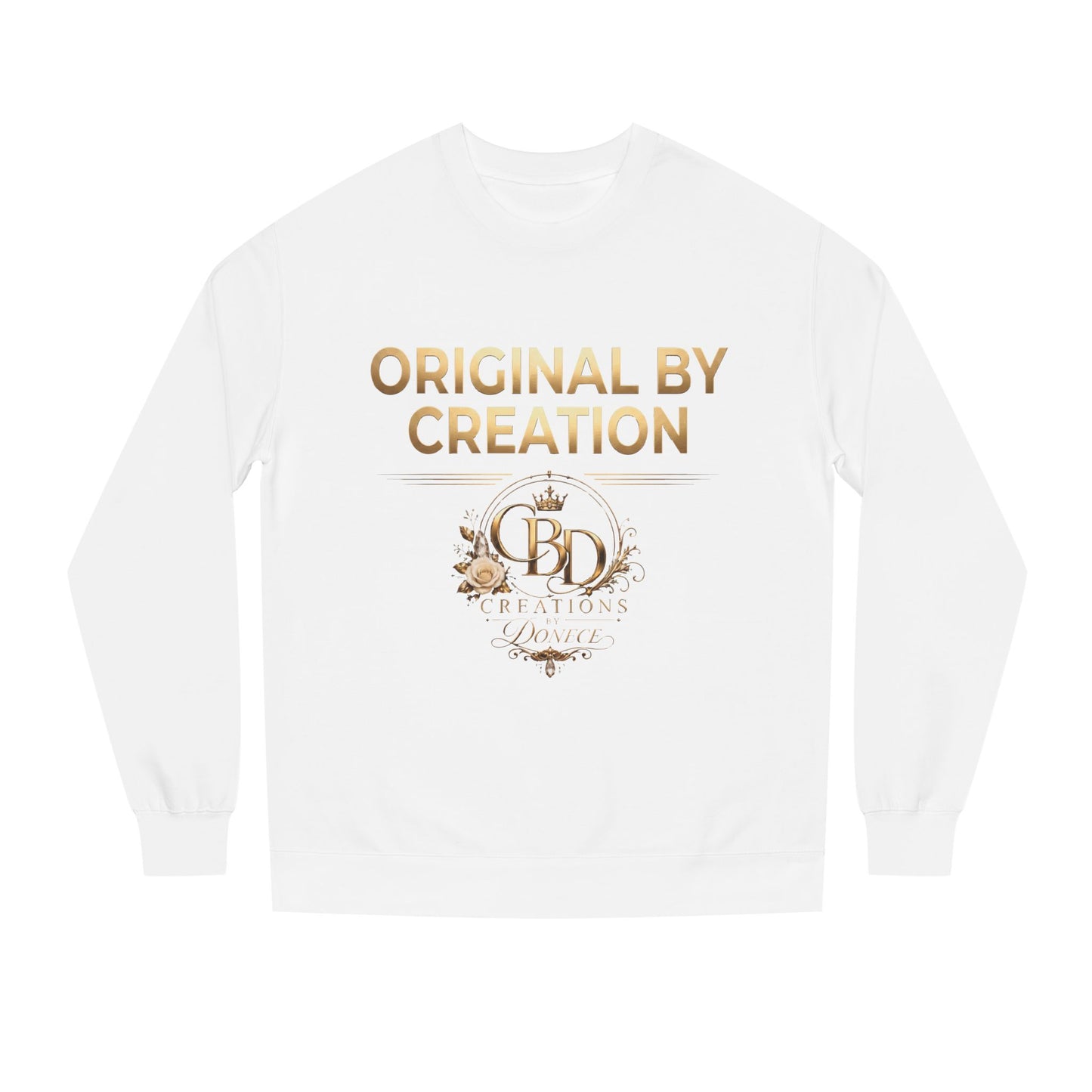Original By Creation Crewneck Sweatshirt — Gold Emblem Inspirational Pullover