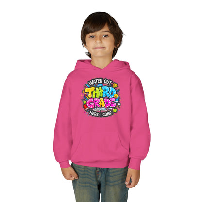 Third Grade Hoodie — "Watch Out Third Grade Here I Come" Kids Back-to-School Sweatshirt