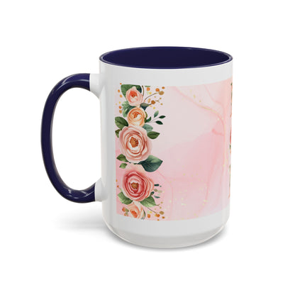 Mom Floral Accent Coffee Mug – Pink Rose Mother's Day Gift (11/15 oz)