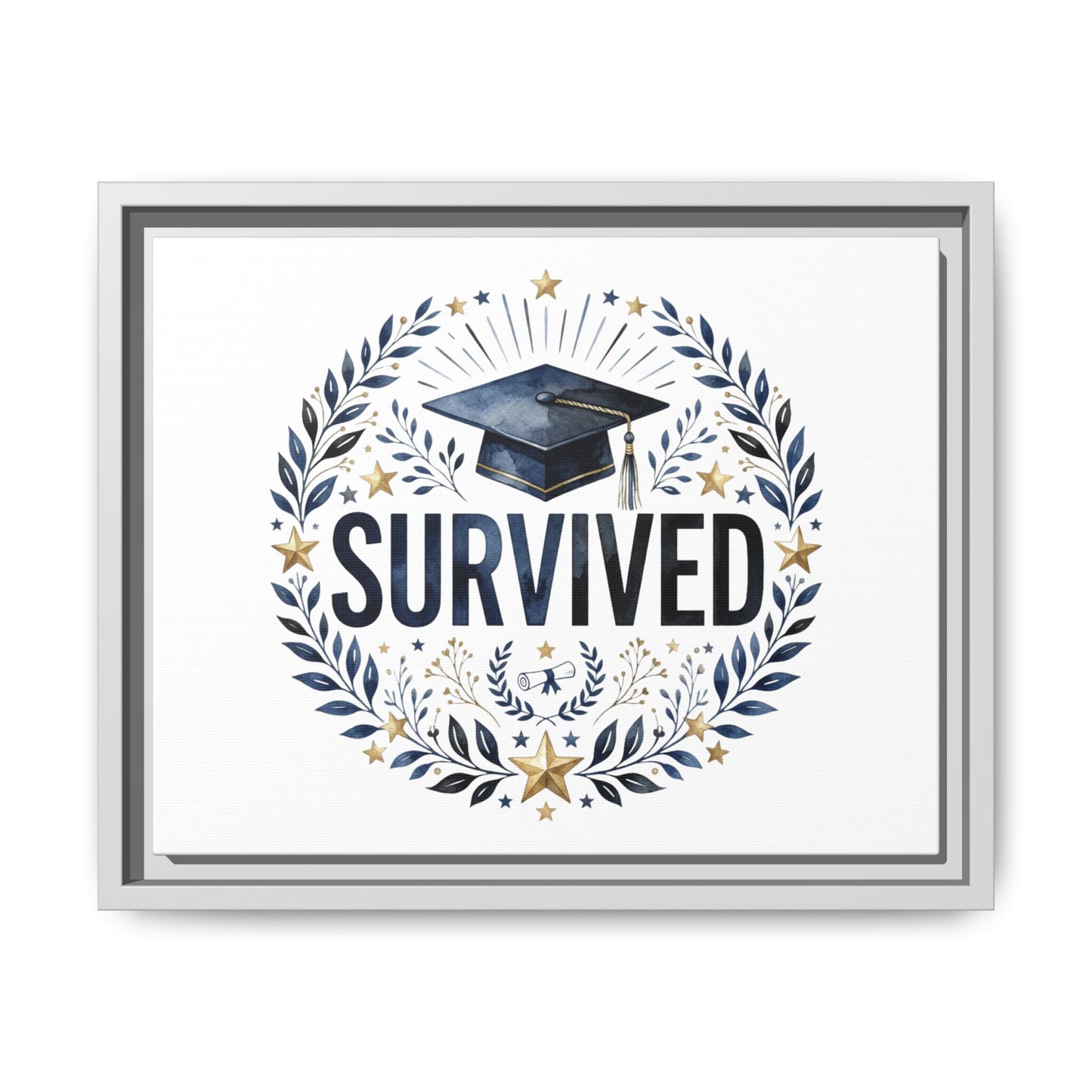 Graduation 'Survived' Framed Canvas Art — Cap & Laurel Keepsake