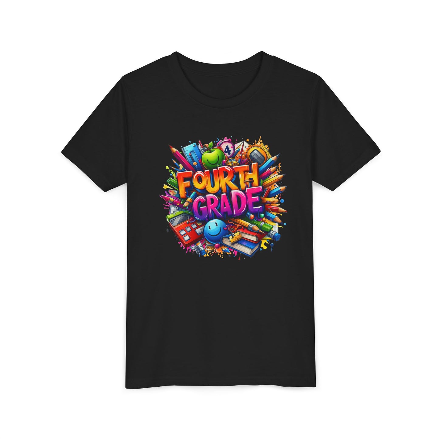 Fourth Grade Youth T‑Shirt – Colorful School Supplies Back to School Tee