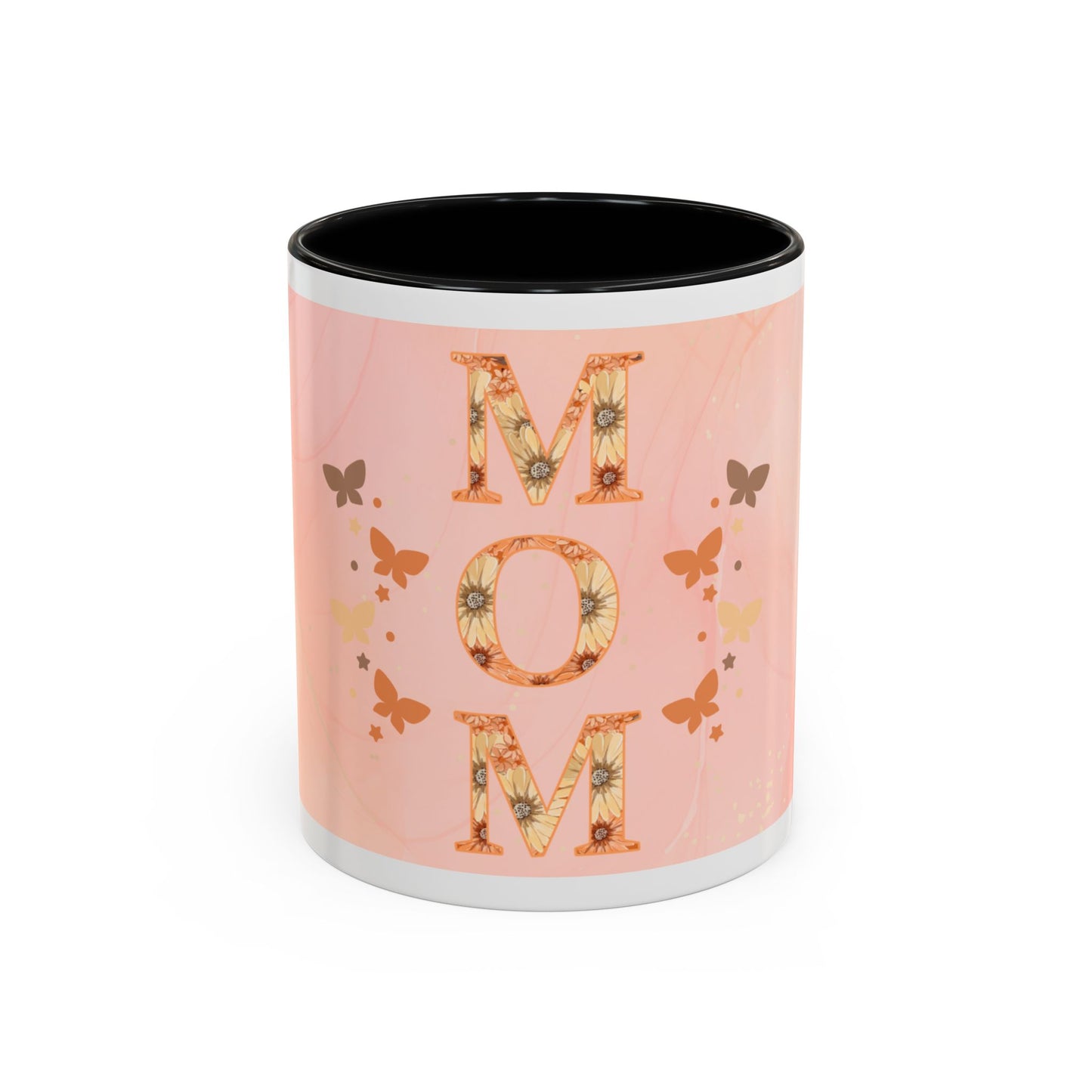 Mom Floral Accent Coffee Mug – Pink Butterfly Mother's Day Gift (11/15oz)