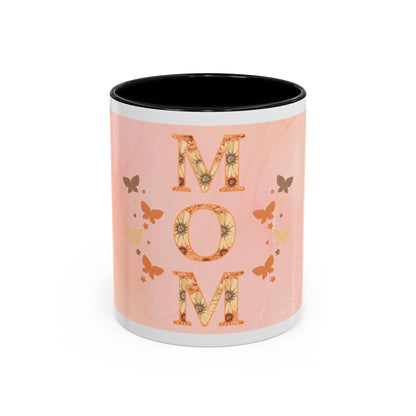 Mom Floral Accent Coffee Mug – Pink Butterfly Mother's Day Gift (11/15oz)