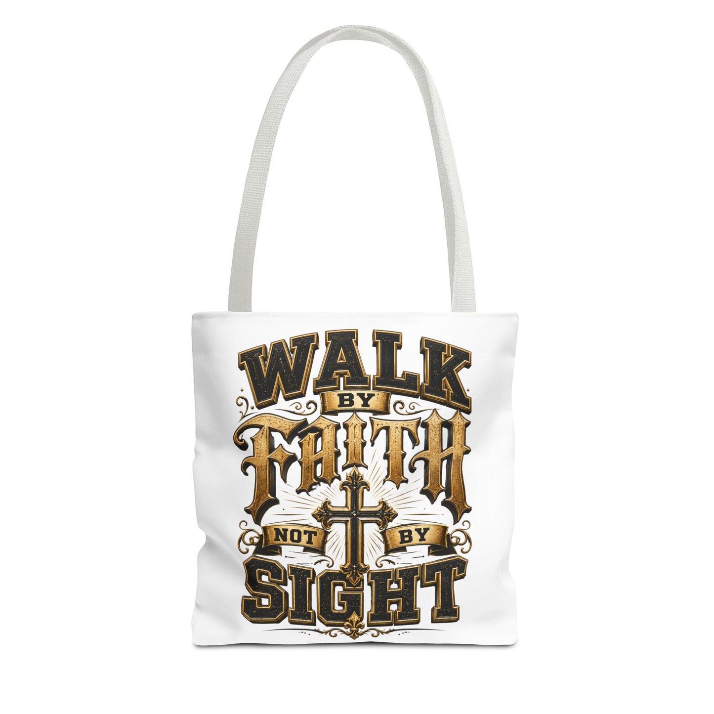 Walk by Faith Tote Bag — Christian Inspirational Cross Tote