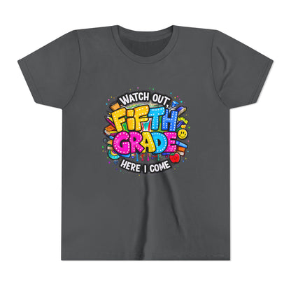 Fifth Grade T‑Shirt for Kids - "Watch Out Fifth Grade Here I Come" Back-to-School Tee
