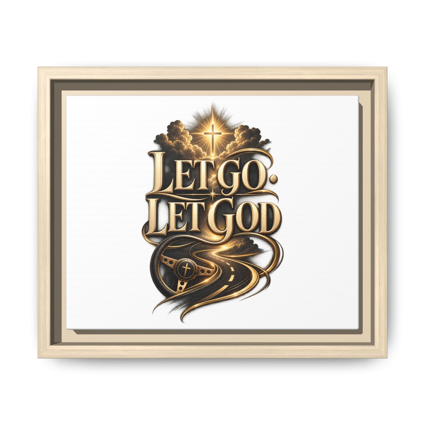 Let Go, Let God Framed Canvas Wall Art — Inspirational Christian Decor