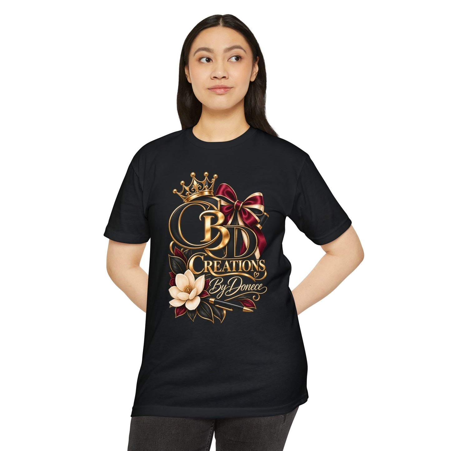 Graphic T-Shirt — "CBD Creations By Dawna" Gold Crown Floral Design
