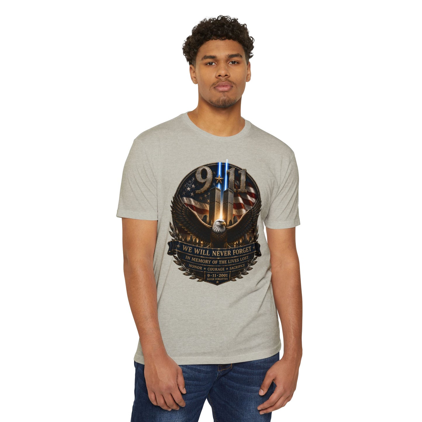 9/11 Memorial Eagle T-Shirt — We Will Never Forget Patriotic Tribute Tee