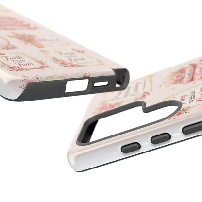 Christian Floral Phone Case — "Pray Without Ceasing" Faith Cross Design