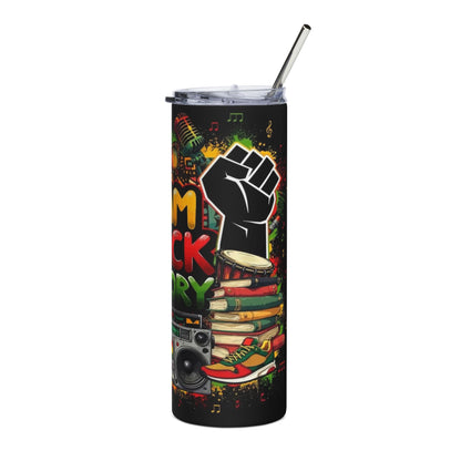 20oz Stainless Tumbler — "I Am Black History" Retro Afrobeat Design