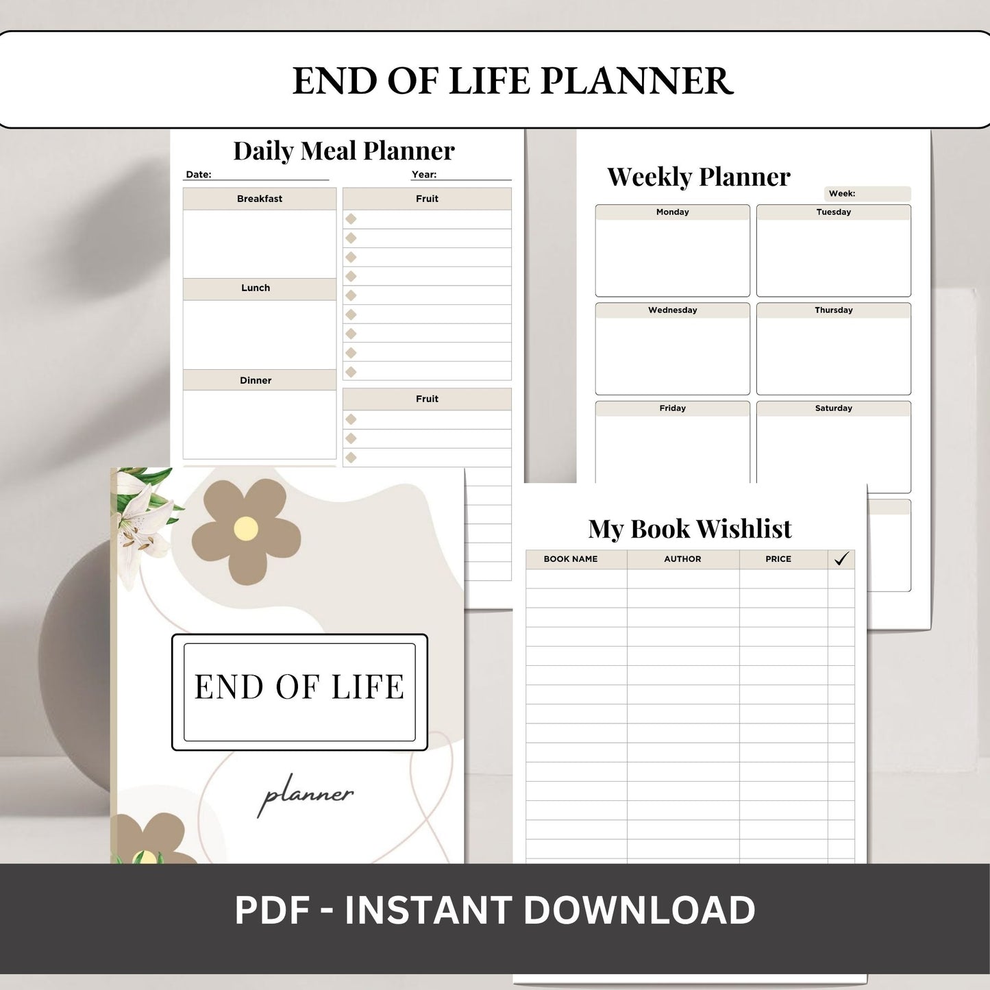 End of Life Planner Printable | Estate Planning Organizer | Important Information Binder | Final Wishes Planner PDF