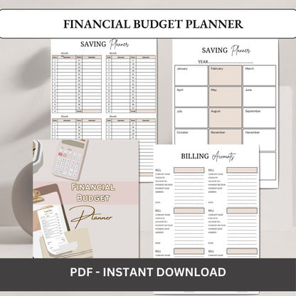 Financial Budget Planner Printable | Money Management Planner | Expense and Savings Tracker | Personal Finance Organizer PDF