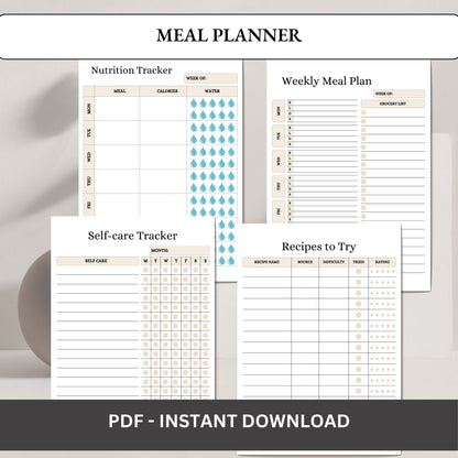 Meal Planner Printable | Weekly Meal Planner | Grocery List Planner | Meal Prep Planner | Healthy Eating Planner PDF