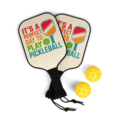 Pickleball Paddles - "It's a Perfect Day to Play Pickleball" Retro Set (2-Pack)