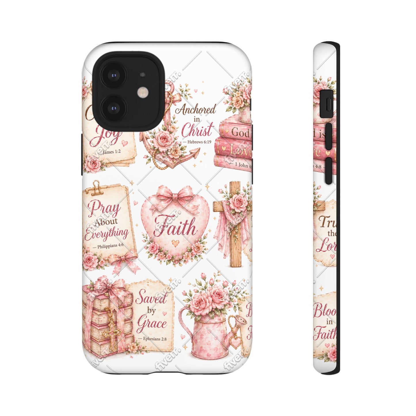 Faith Floral Phone Case – Christian Inspirational Scripture iPhone Cover (Choose Joy, Pray, Faith)